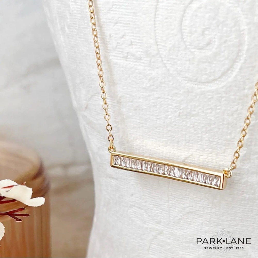 Park Lane CONRAD Gold Necklace with Crystal Bar Pendant, 16”+3”, NWT